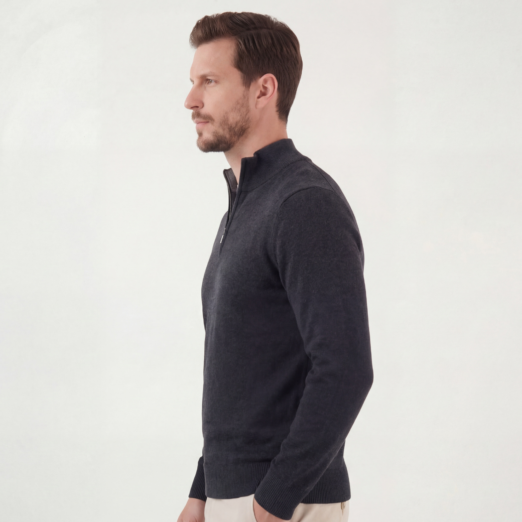 DENIS - pull demi-zip col montant pour homme