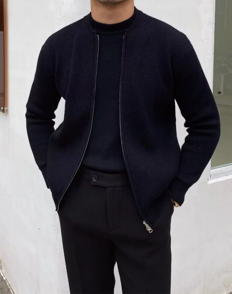 FABIEN - gilet côtelé zip intégral pour homme