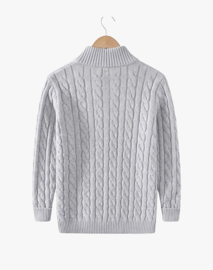 NICOLAS - pull demi-zip torsadé col montant pour homme