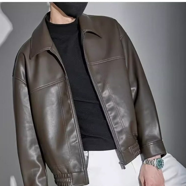 ODILON - veste slim fit effet cuir col droit pour homme