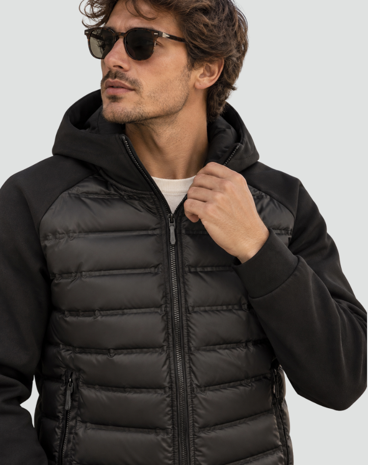 ANSELME - doudoune hybride matelassée à capuchon pour homme