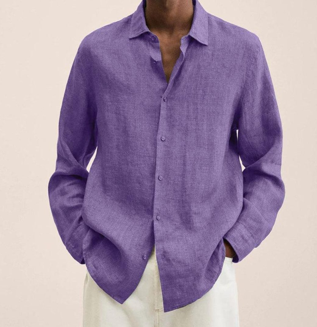 NATHAN - chemise en lin manches longues pour homme