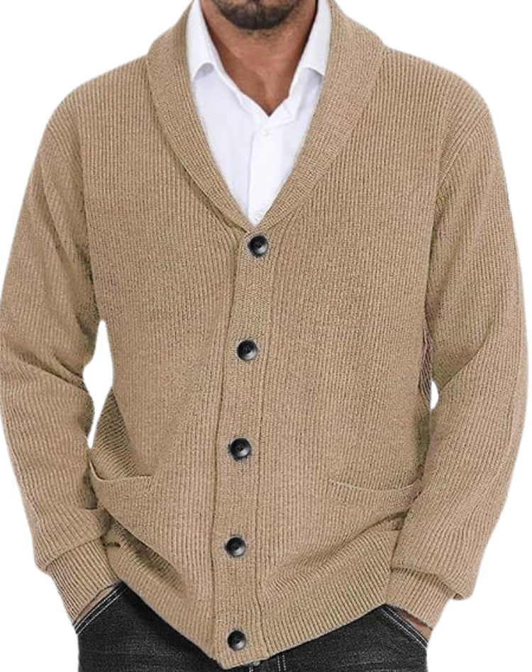 XAVIER - gilet boutonné col châle pour homme