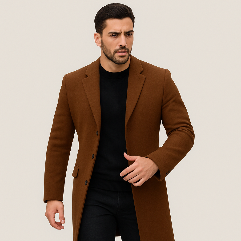 HILAIRE - long manteau élégant col classique pour homme