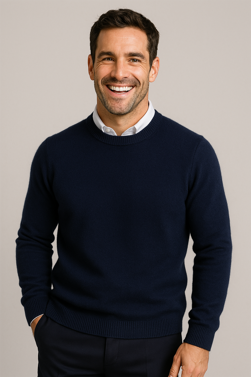 LOUIS - pull col rond classique pour homme