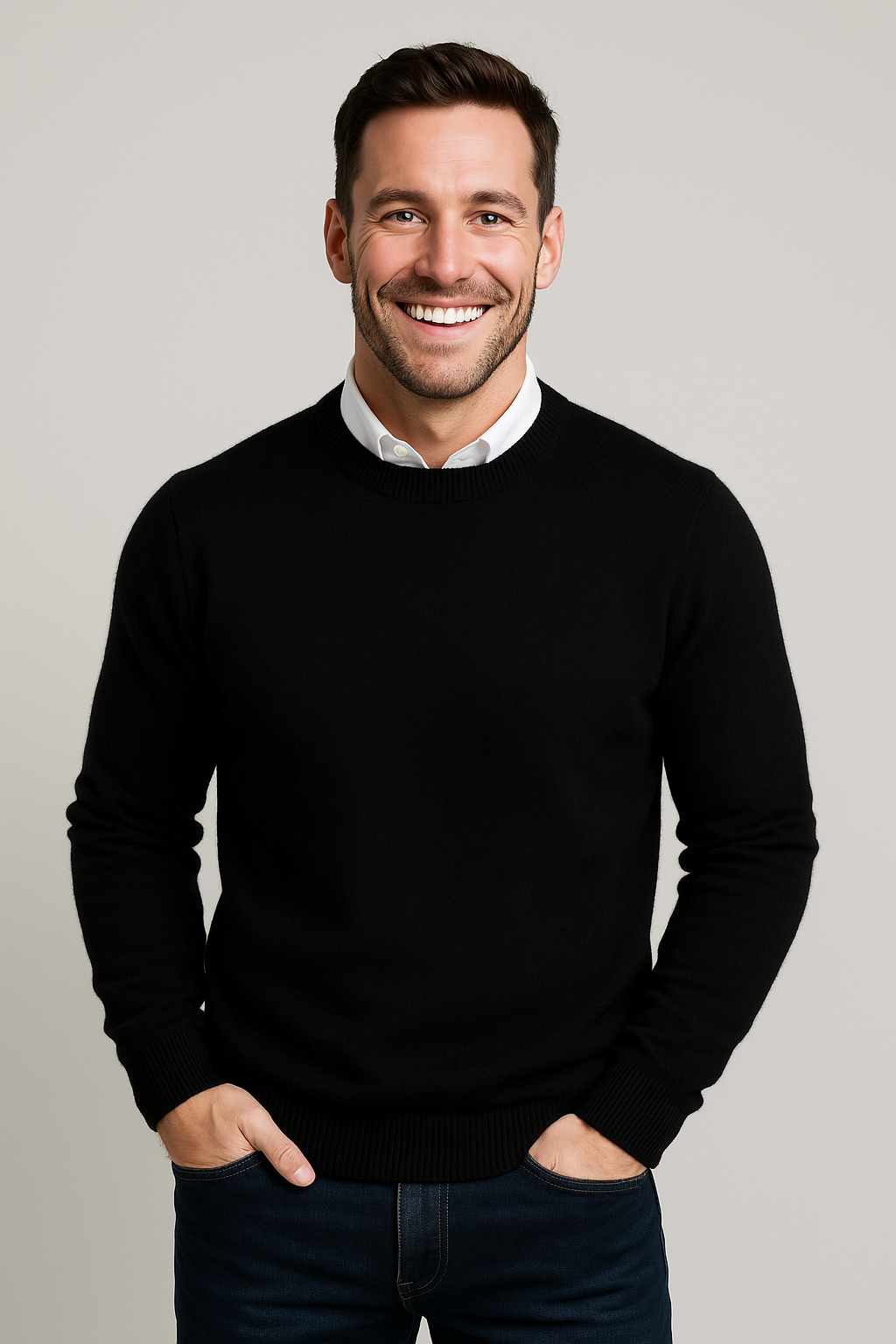 LOUIS - pull col rond classique pour homme