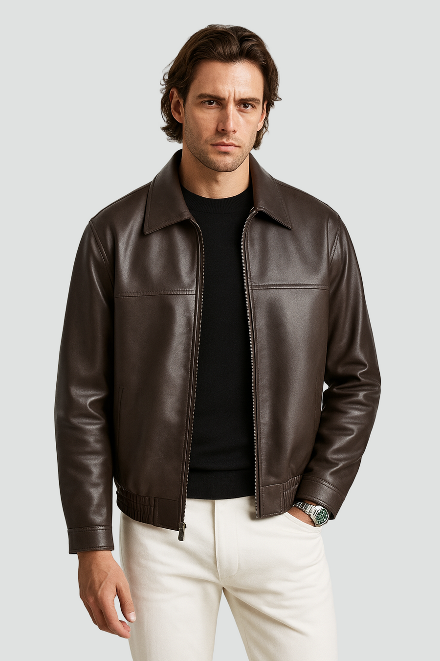 ODILON - veste slim fit effet cuir col droit pour homme