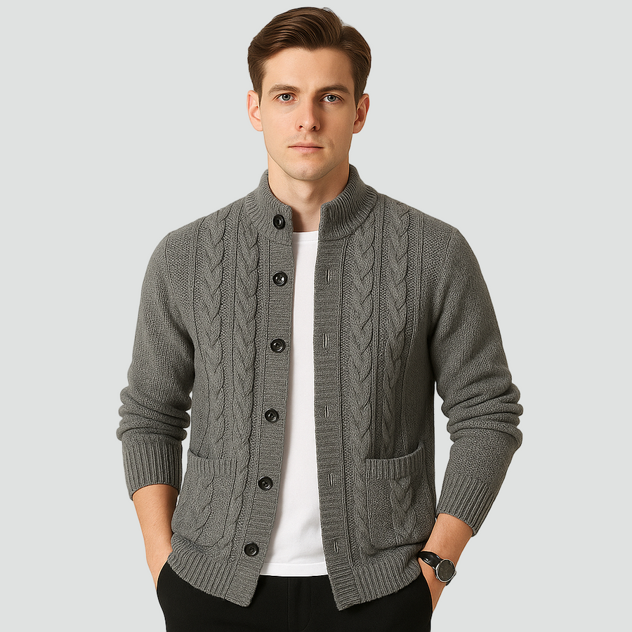 LÉON - cardigan torsadé col montant pour homme