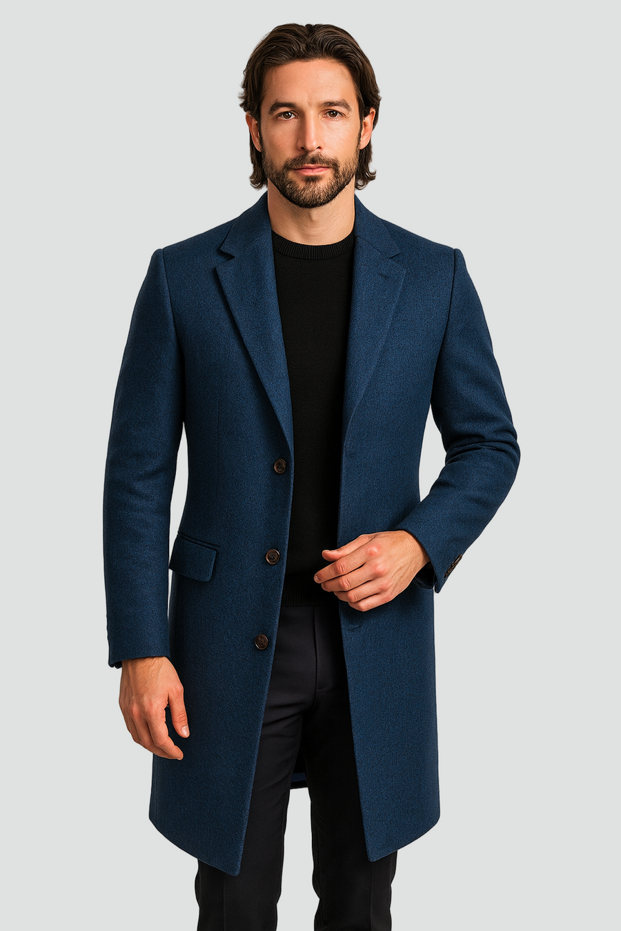 HILAIRE - long manteau élégant col classique pour homme