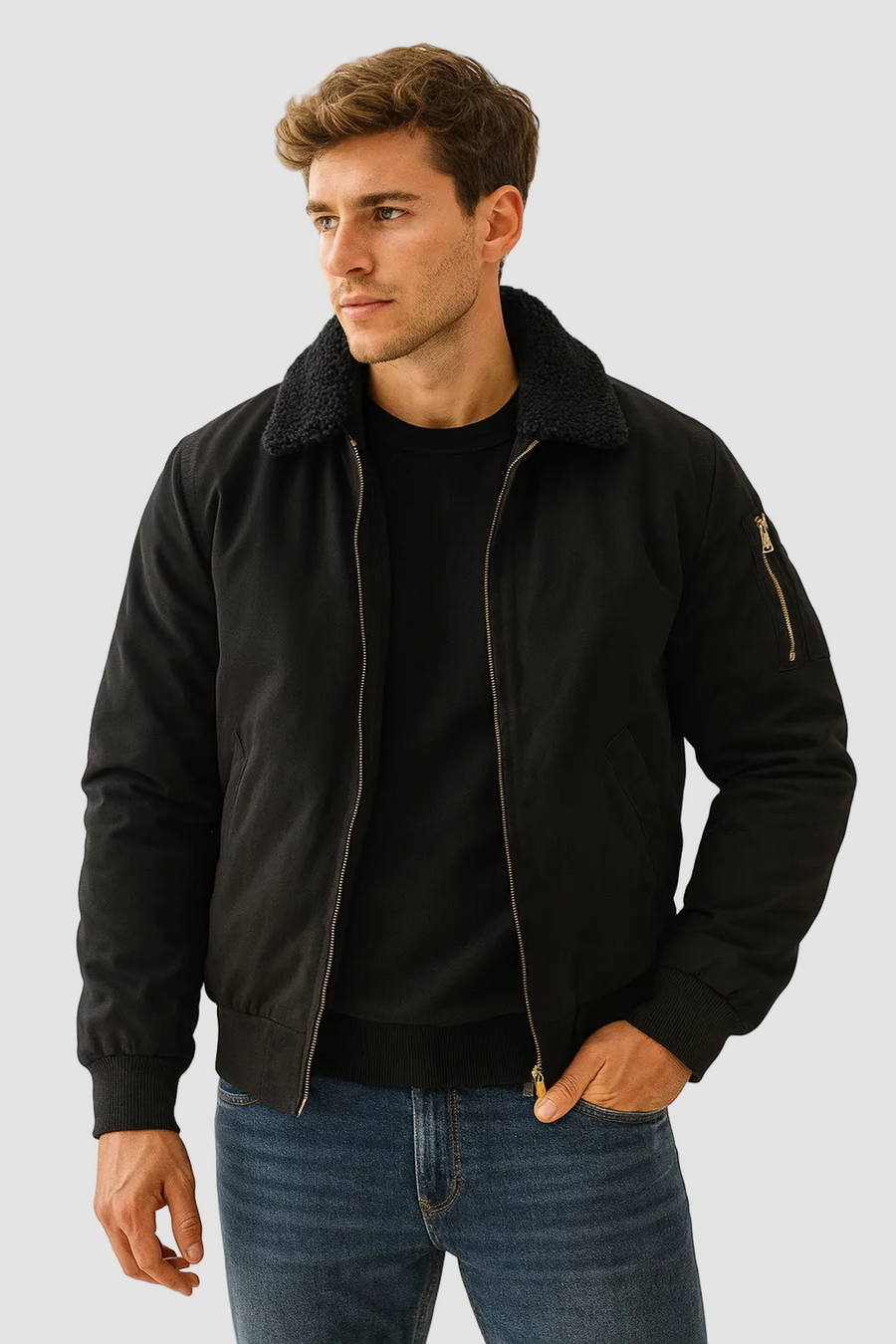 MARC - bomber à col fourrure pour homme