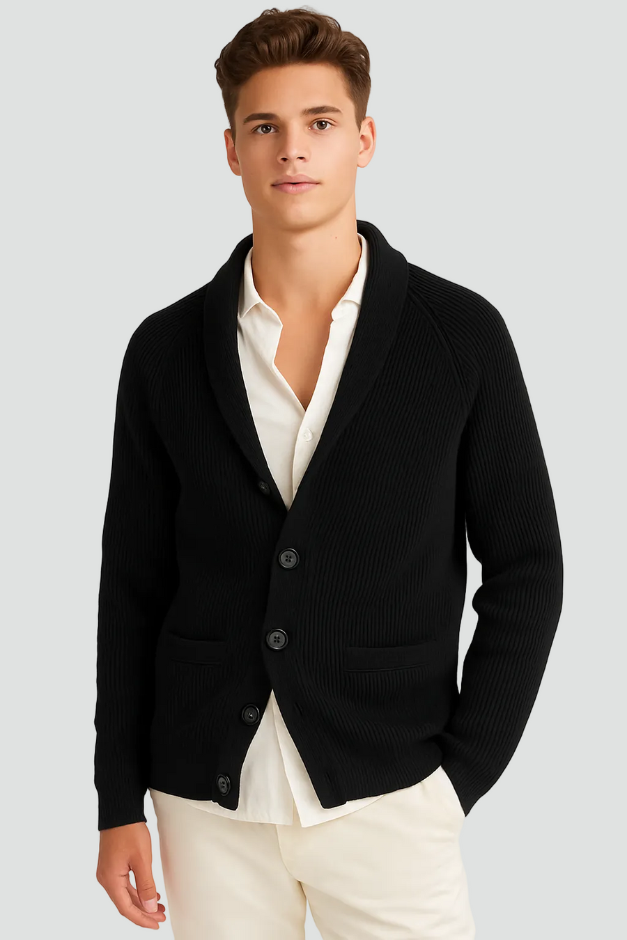 XAVIER - gilet boutonné col châle pour homme