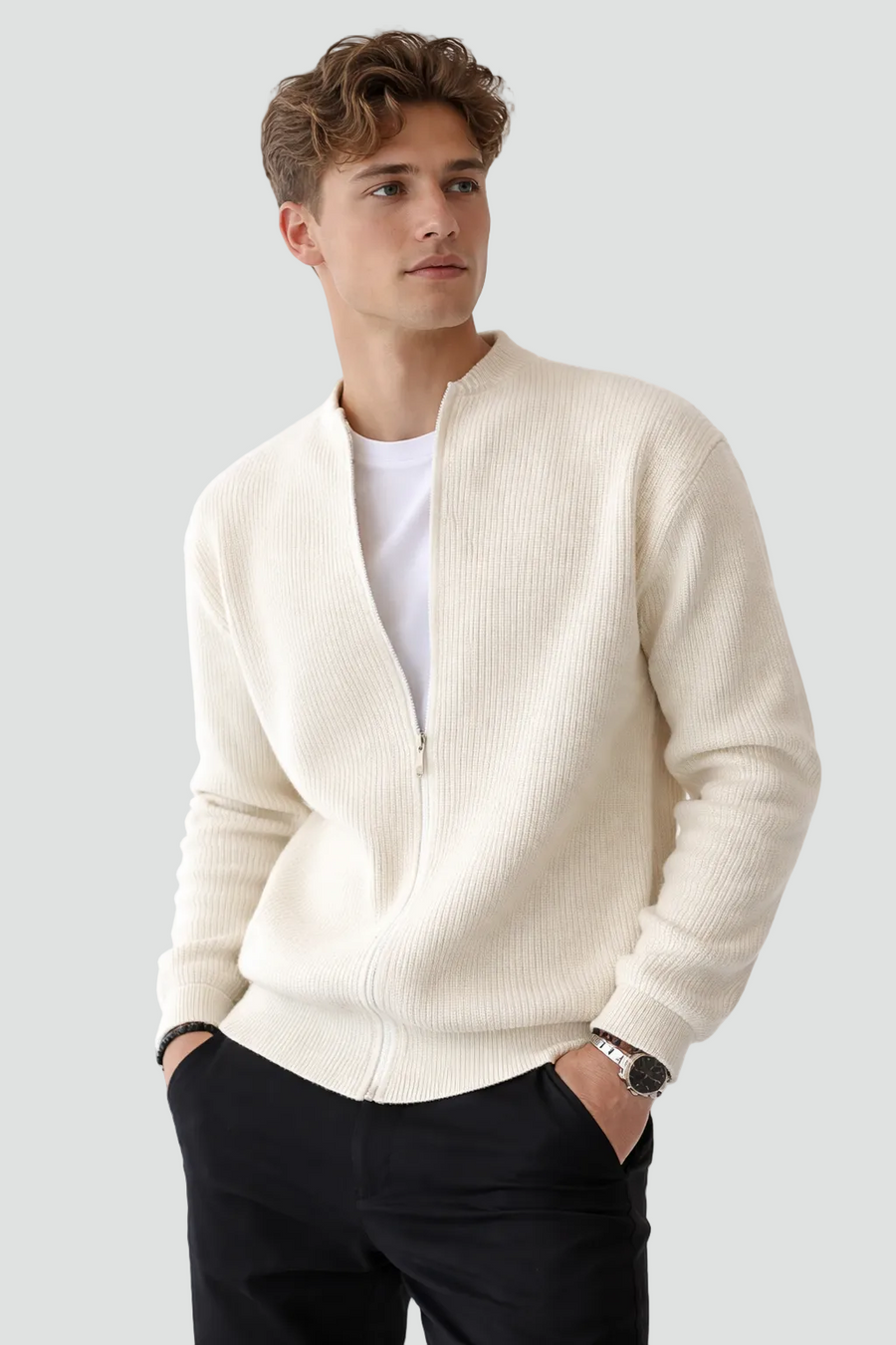 FABIEN - gilet côtelé zip intégral pour homme