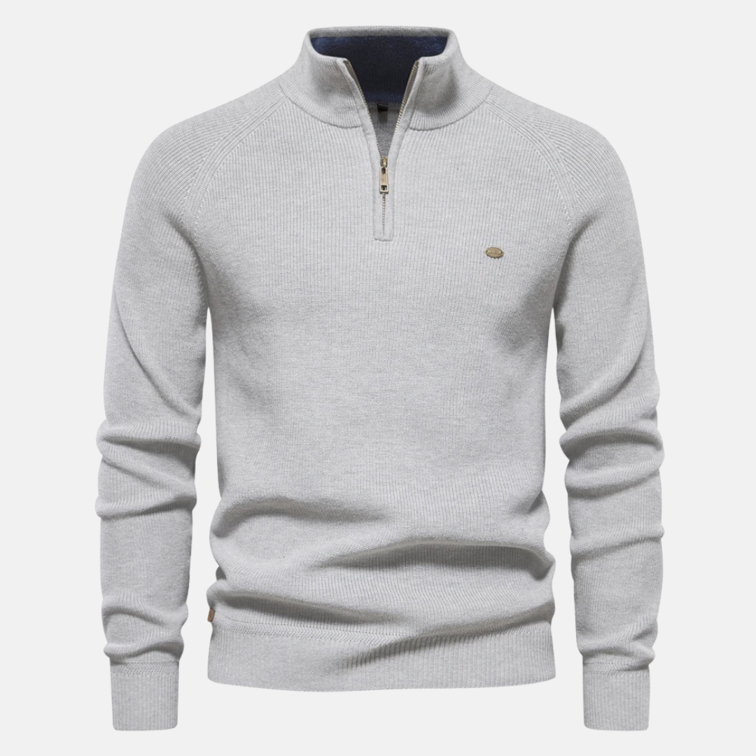 CYRIL - pull demi-zip côtelé col montant pour homme