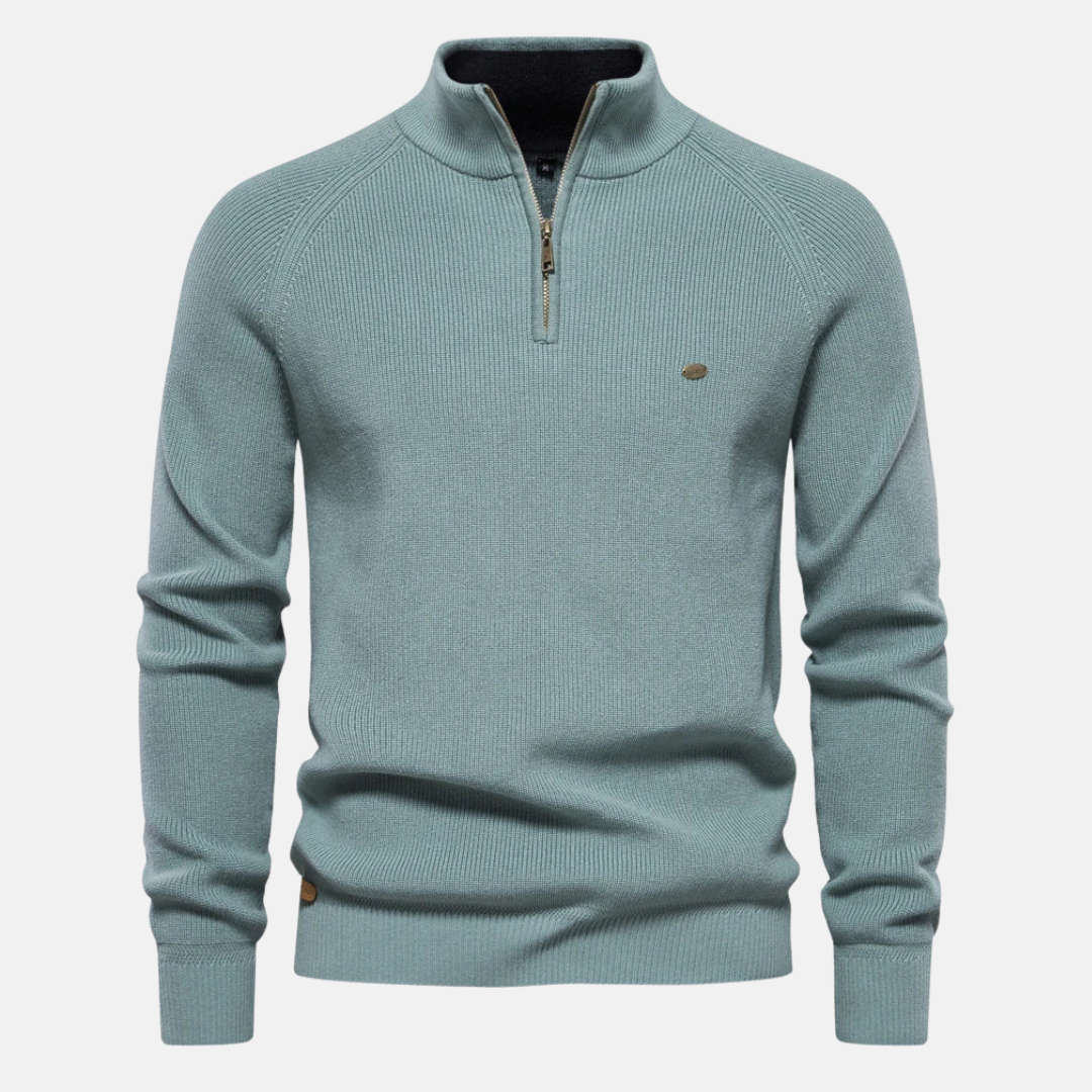 CYRIL - pull demi-zip côtelé col montant pour homme
