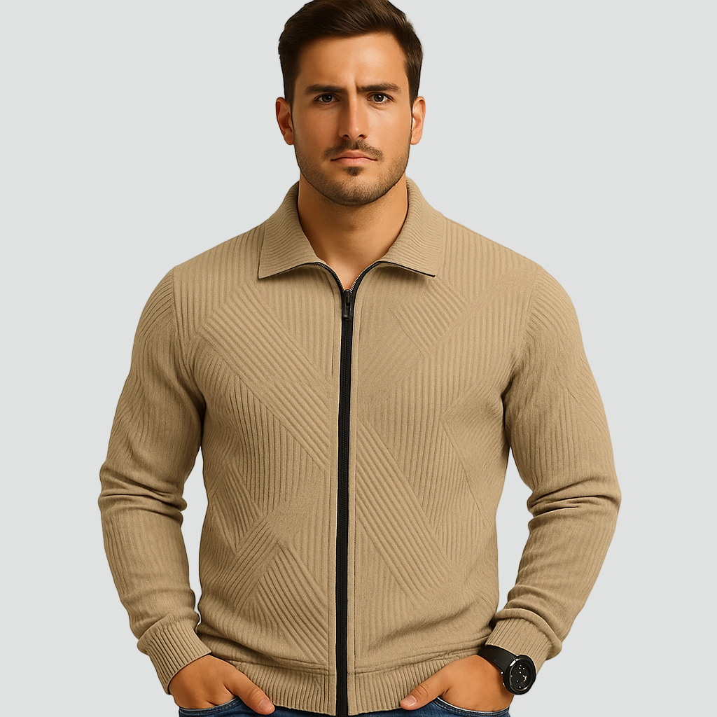 CHARLES - gilet zippé maille côtelée pour homme