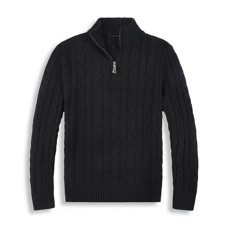 NICOLAS - pull demi-zip torsadé col montant pour homme