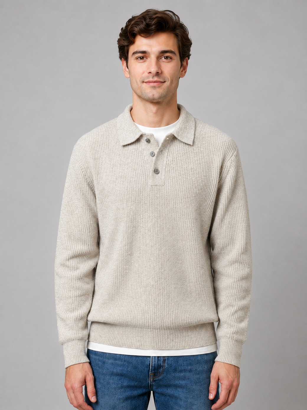 Pull Polo Boutonné Maille Légère homme - vue 2