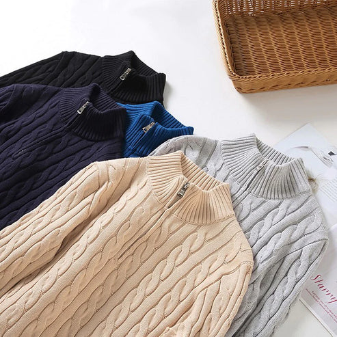 Pull Torsadé Coton Demi-Zip homme - vue 2