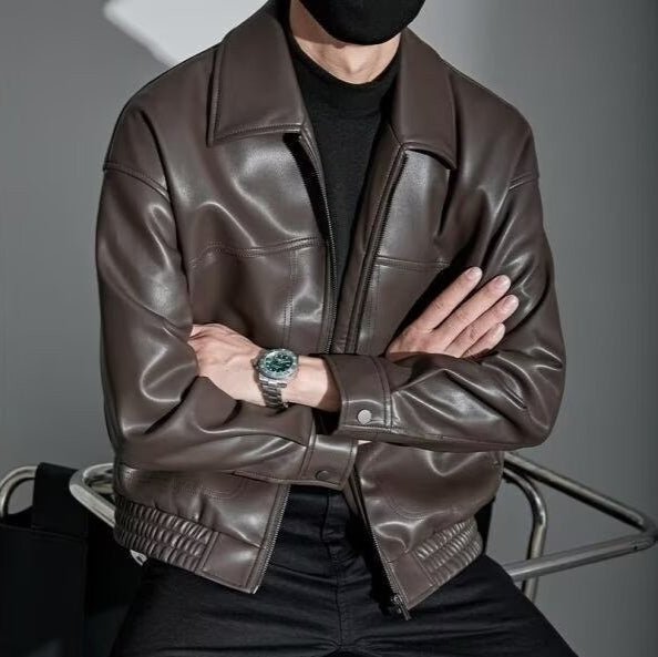 ODILON - veste slim fit effet cuir col droit pour homme