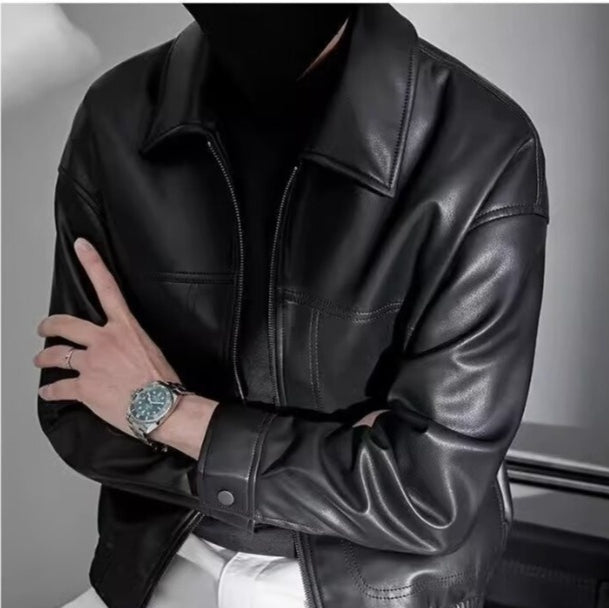 ODILON - veste slim fit effet cuir col droit pour homme