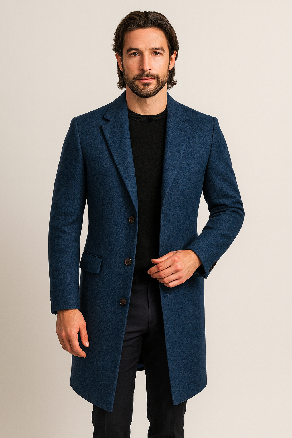 HILAIRE - long manteau élégant col classique pour homme