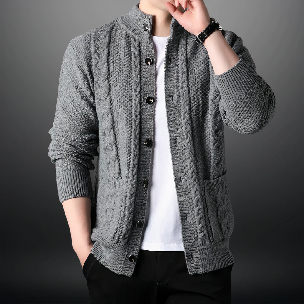 LÉON - cardigan torsadé col montant pour homme