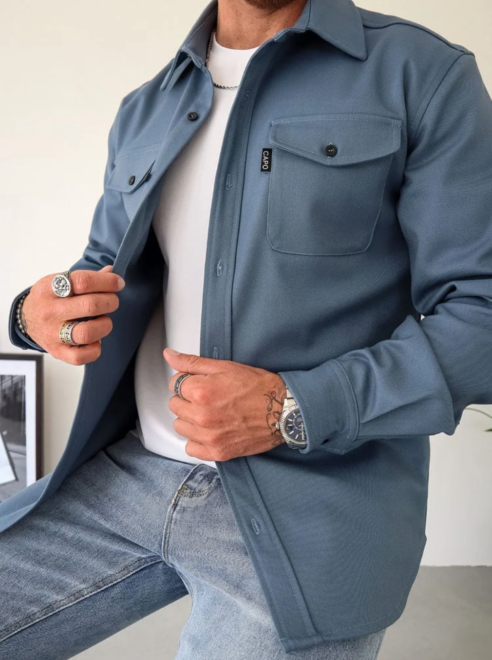 BAPTISTE - surchemise boutonnée deux poches poitrine pour homme