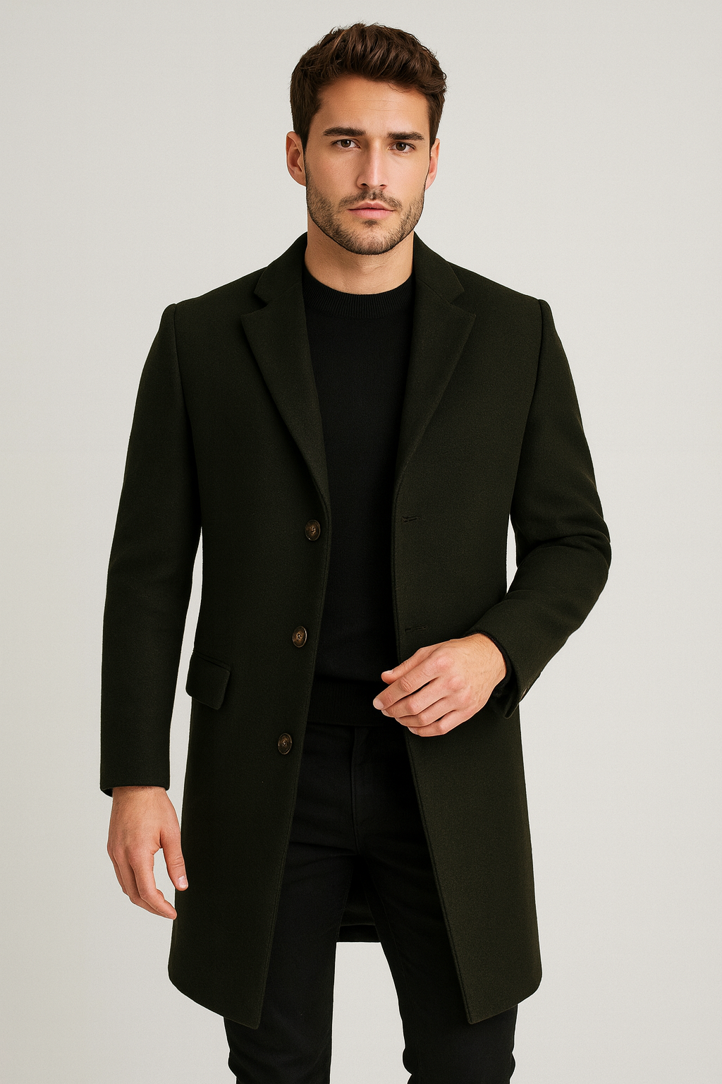 HILAIRE - long manteau élégant col classique pour homme