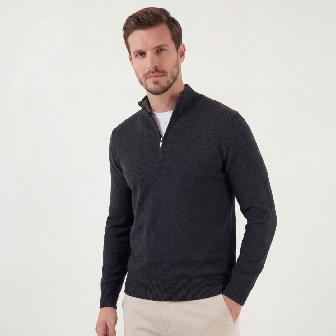 DENIS - pull demi-zip col montant pour homme