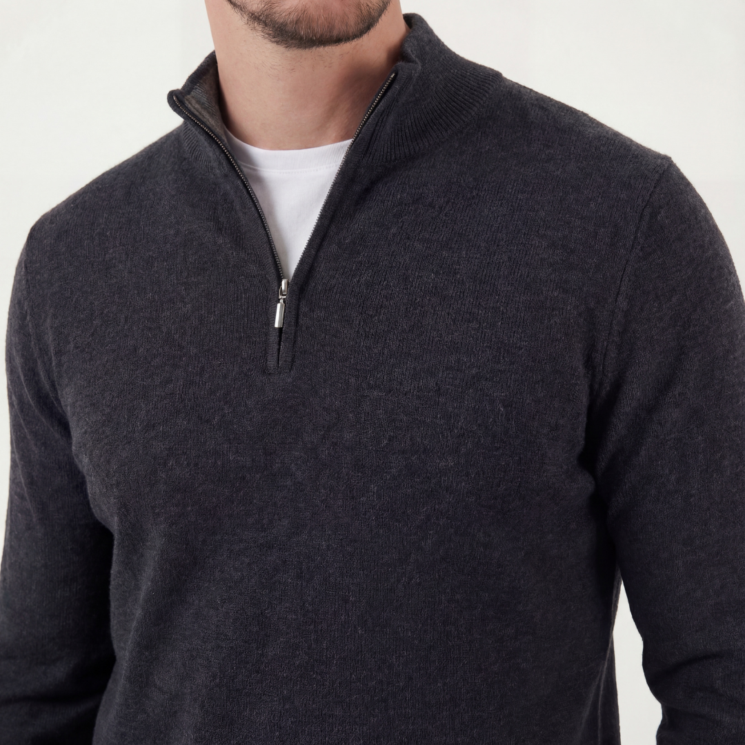 DENIS - pull demi-zip col montant pour homme