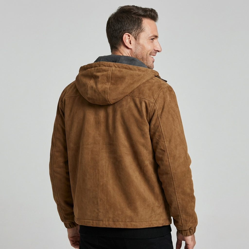 AMAURY - veste en suède à capuchon pour homme