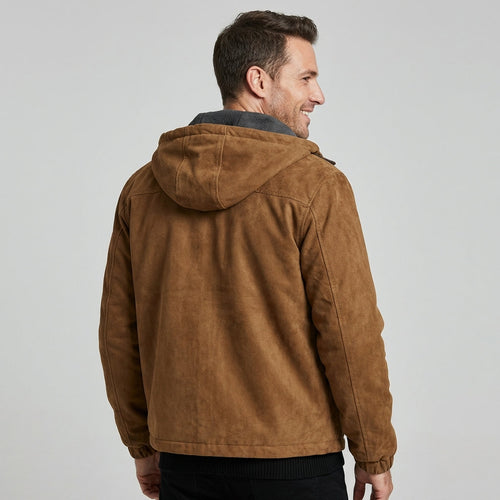 AMAURY - veste en suède à capuchon pour homme