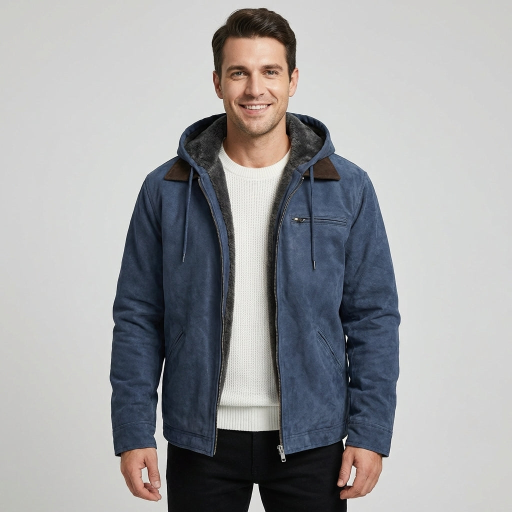 AMAURY - veste en suède à capuchon pour homme