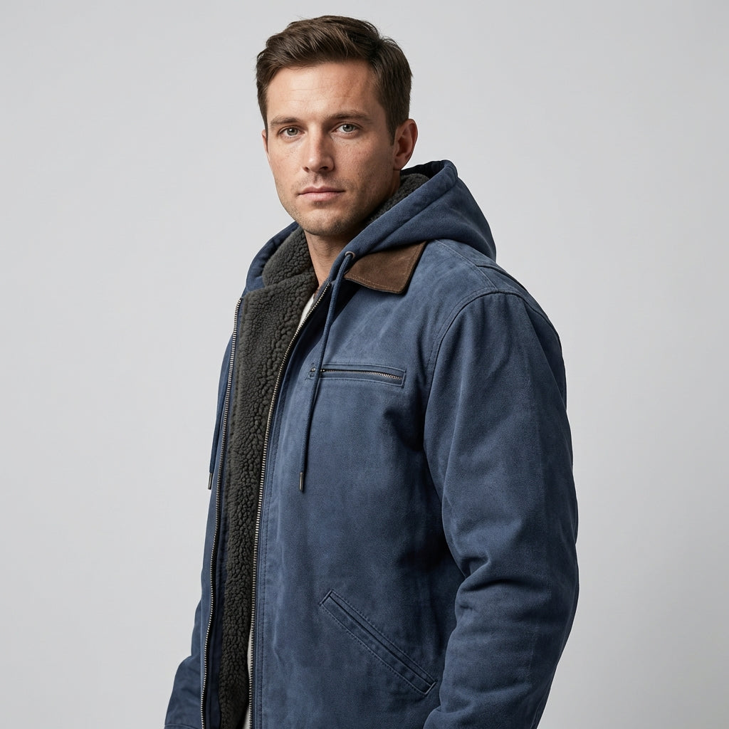 AMAURY - veste en suède à capuchon pour homme