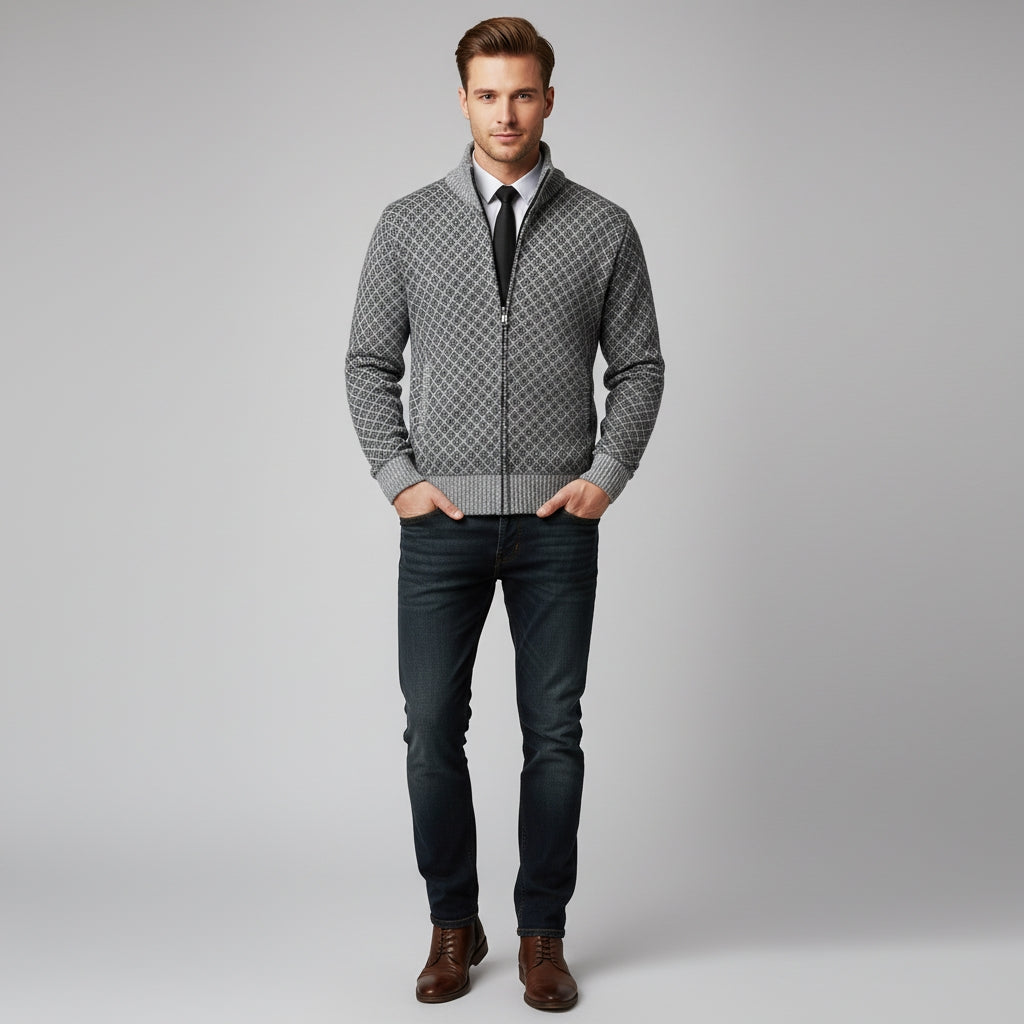 RÉMI - gilet zippé motif géométrique pour homme