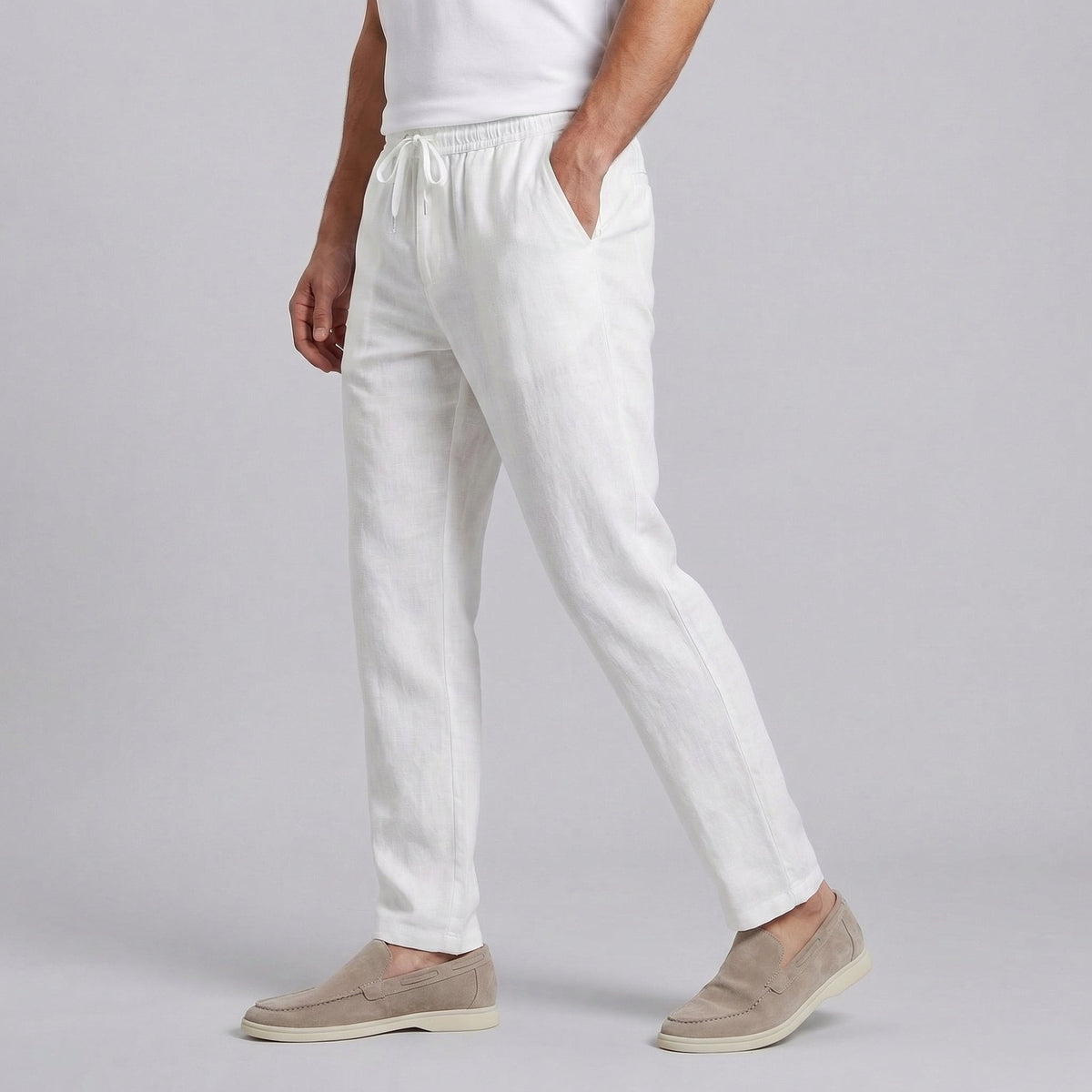 LAURENT - pantalon en lin coupe large pour homme
