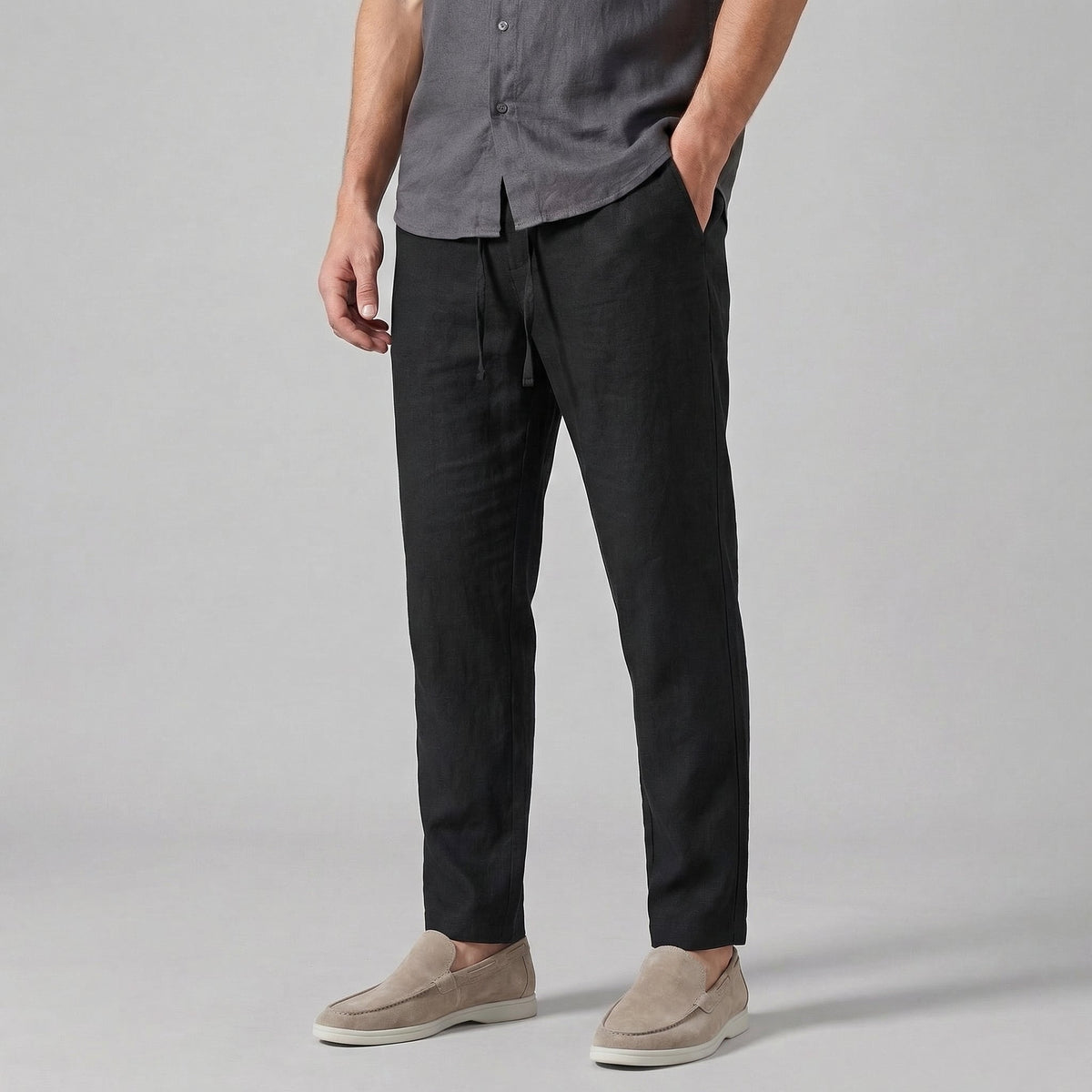 LAURENT - pantalon en lin coupe large pour homme