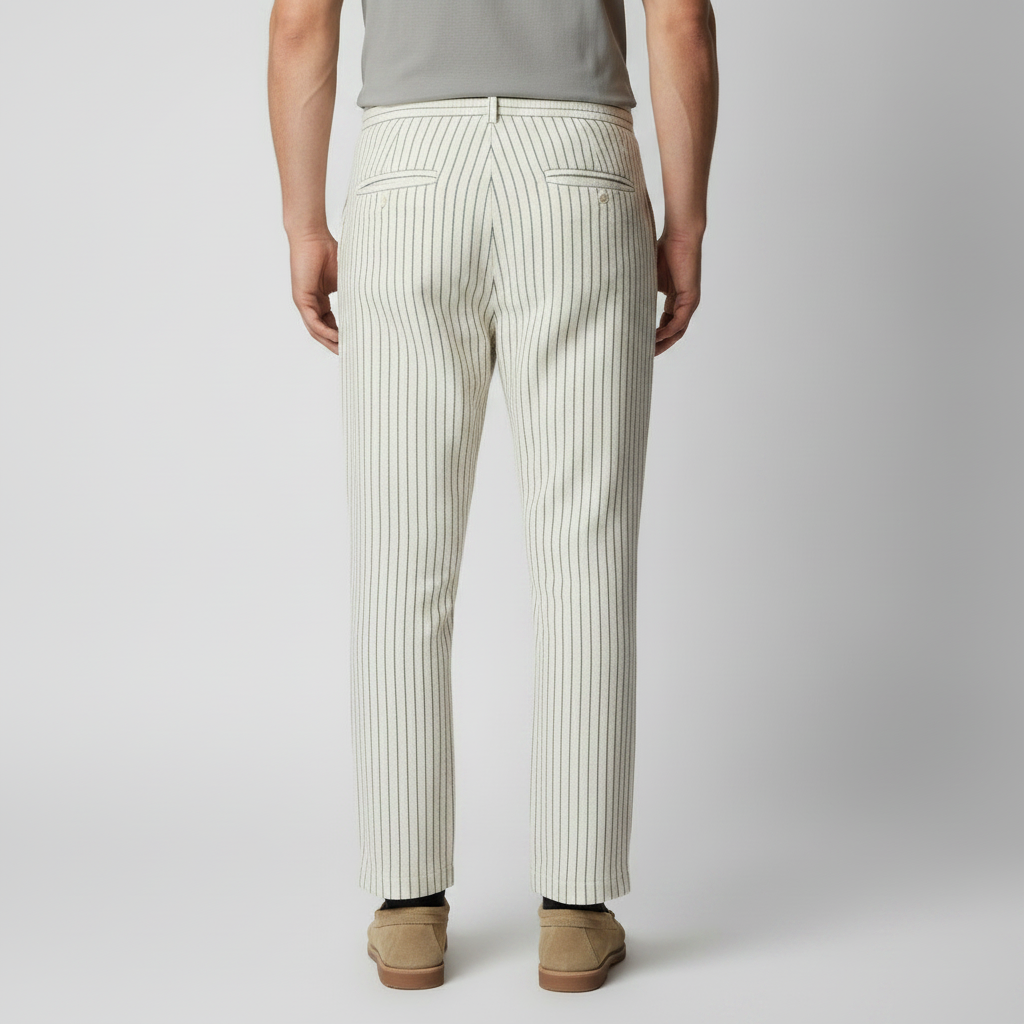 JULIEN - pantalon en lin rayé taille élastique pour homme