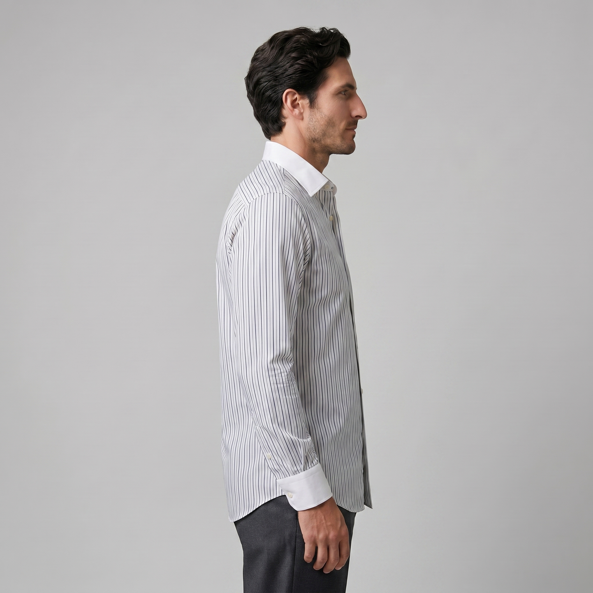 VALENTIN - chemise rayée col italien pour homme