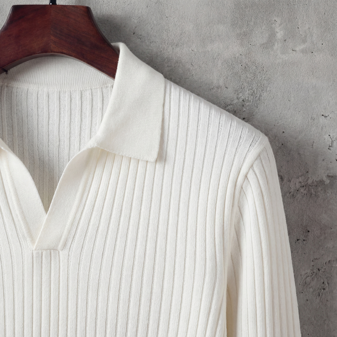 ALEXANDRE - polo col v manches longues pour homme