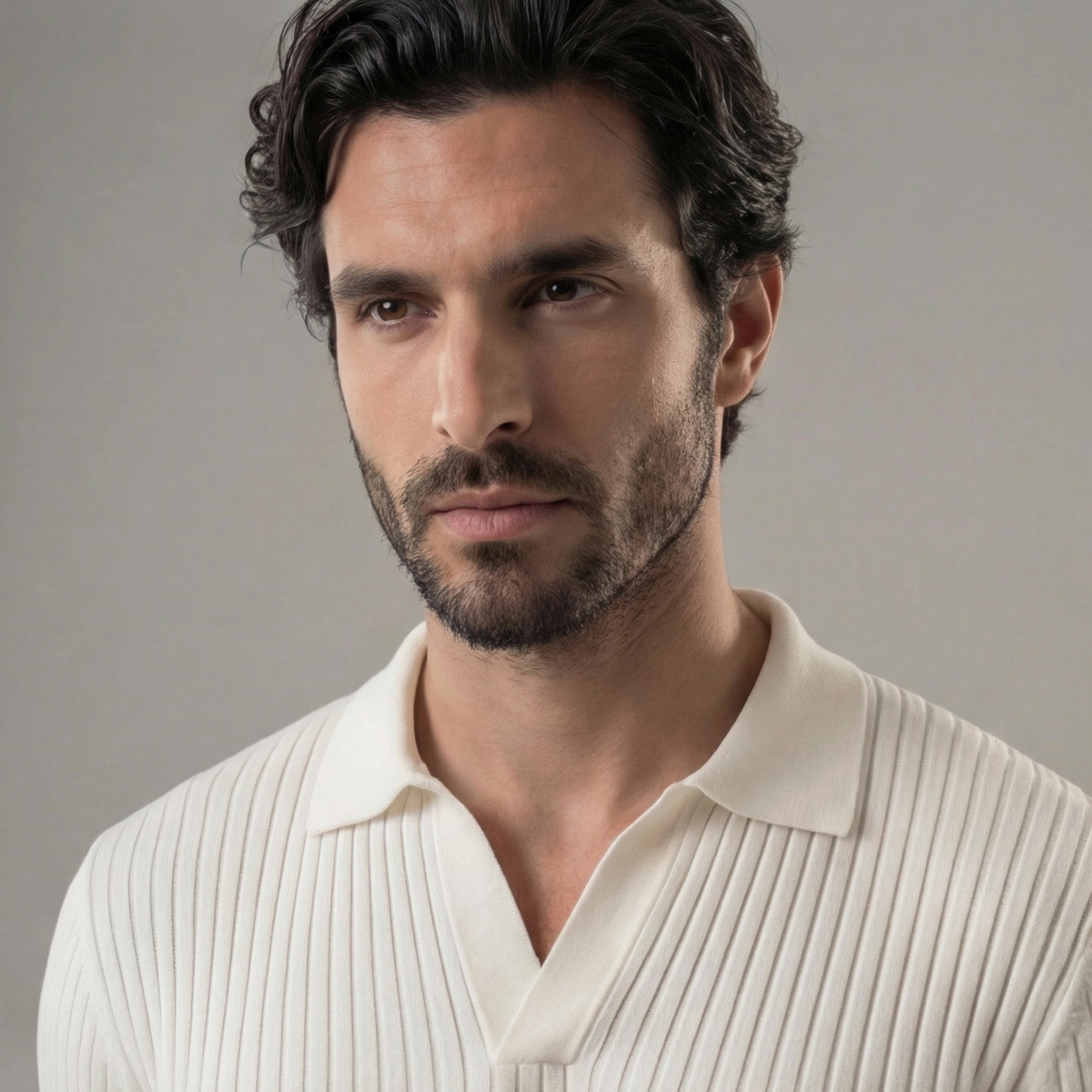 ALEXANDRE - polo col v manches longues pour homme