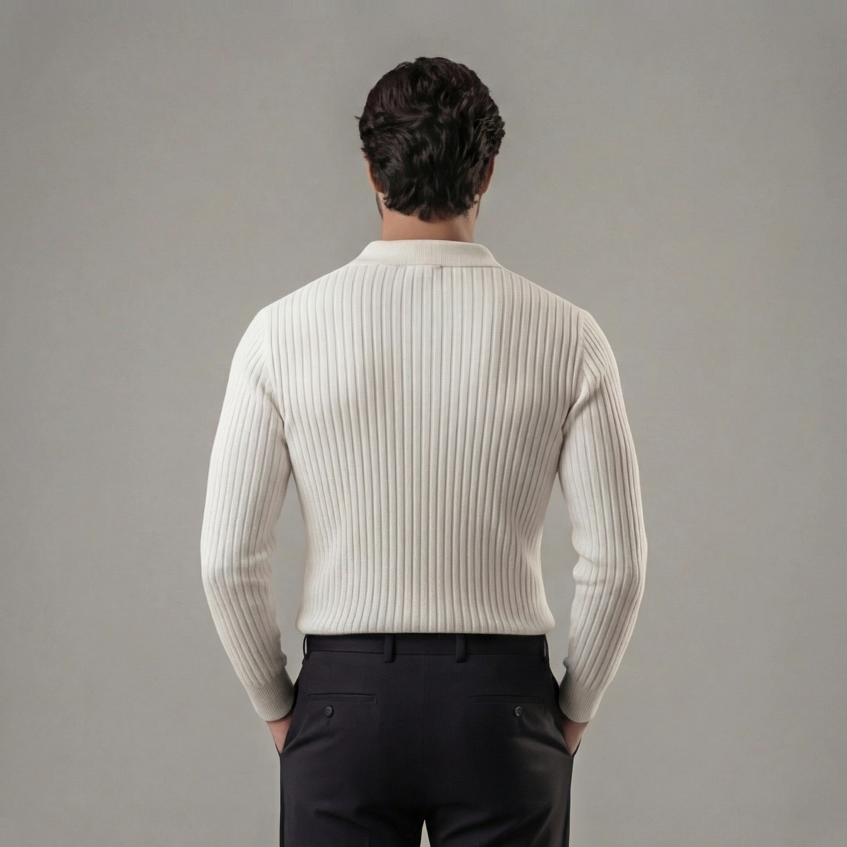 ALEXANDRE - polo col v manches longues pour homme