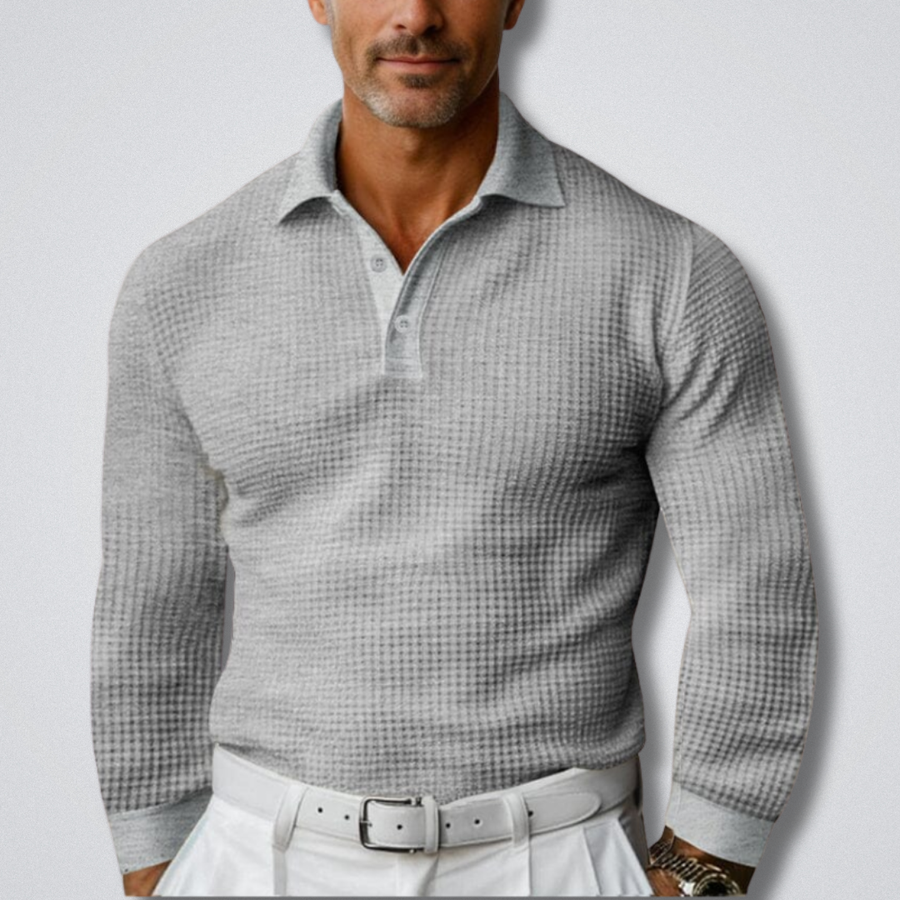 THIBAULT - polo maille manches longues col classique pour homme
