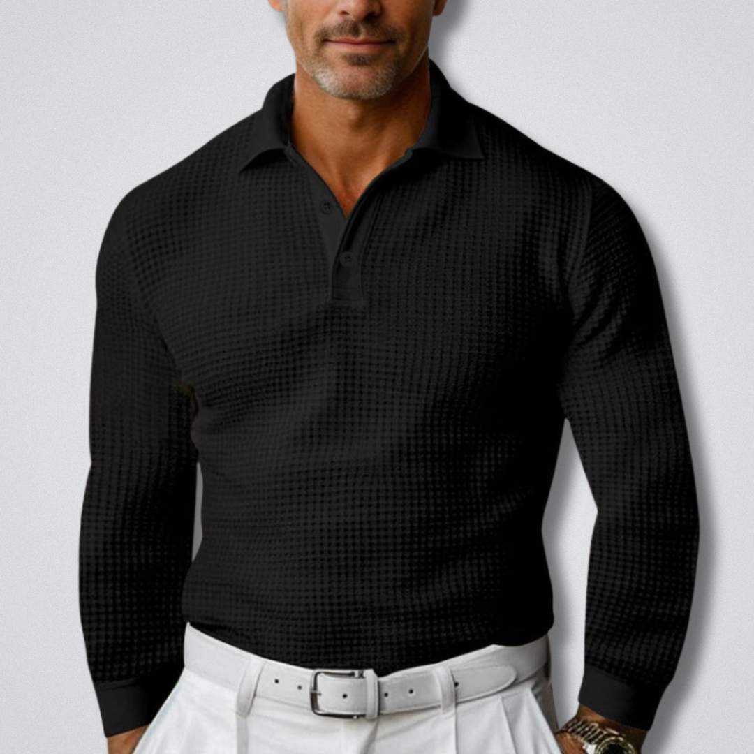 THIBAULT - polo maille manches longues col classique pour homme