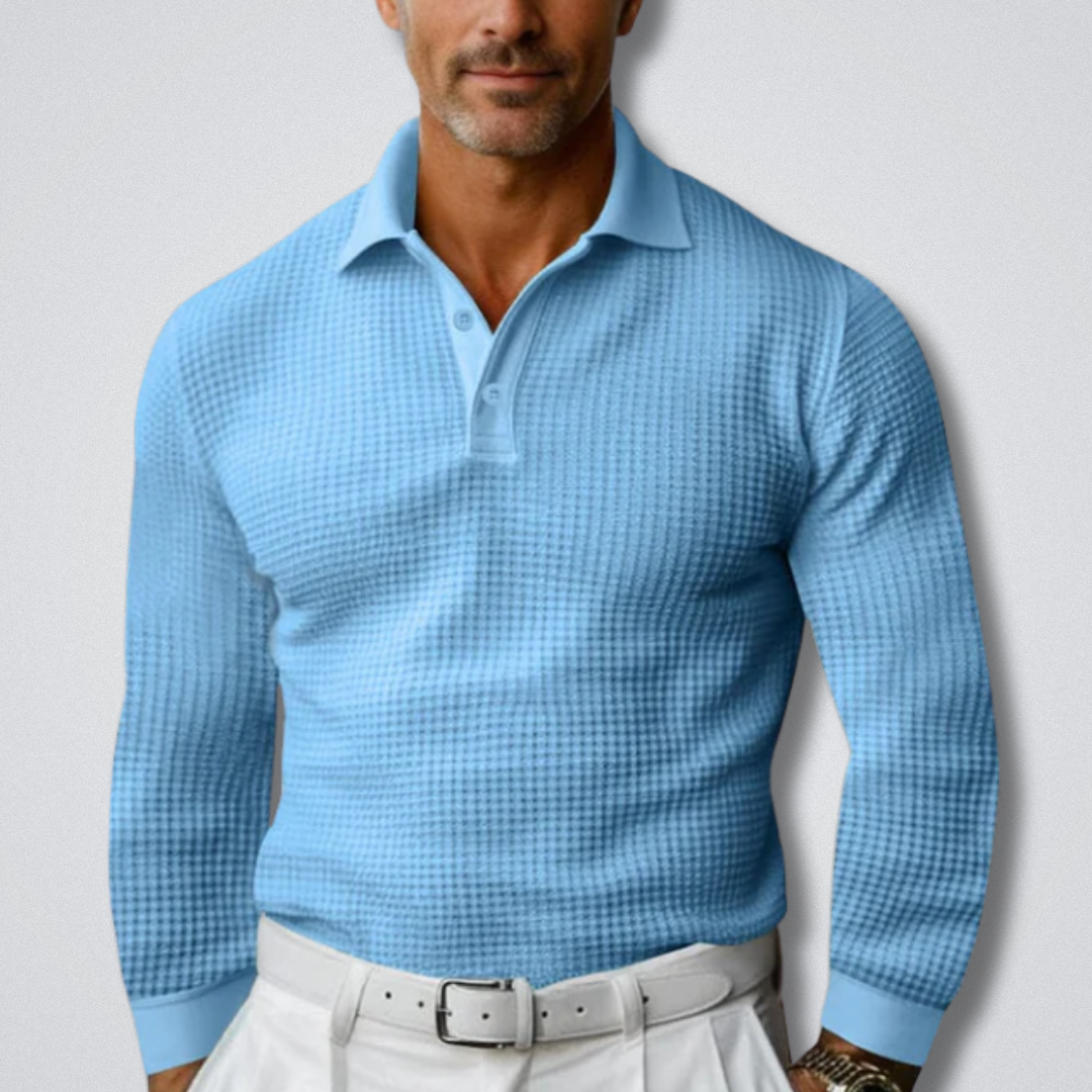 THIBAULT - polo maille manches longues col classique pour homme
