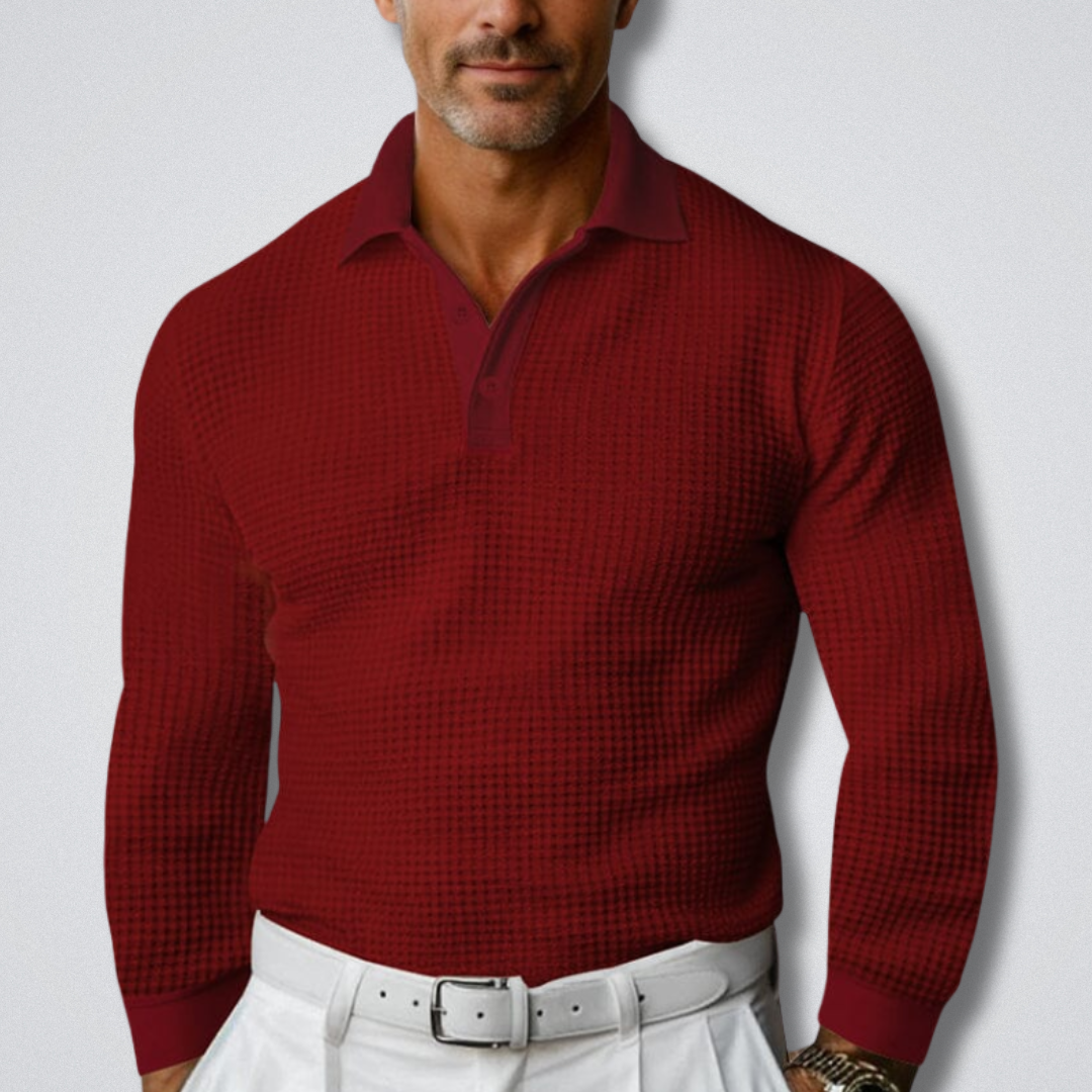 THIBAULT - polo maille manches longues col classique pour homme