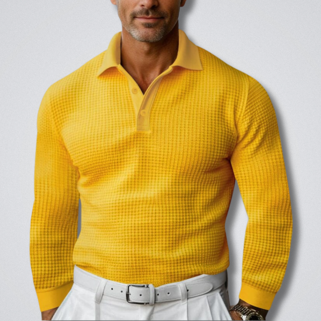THIBAULT - polo maille manches longues col classique pour homme
