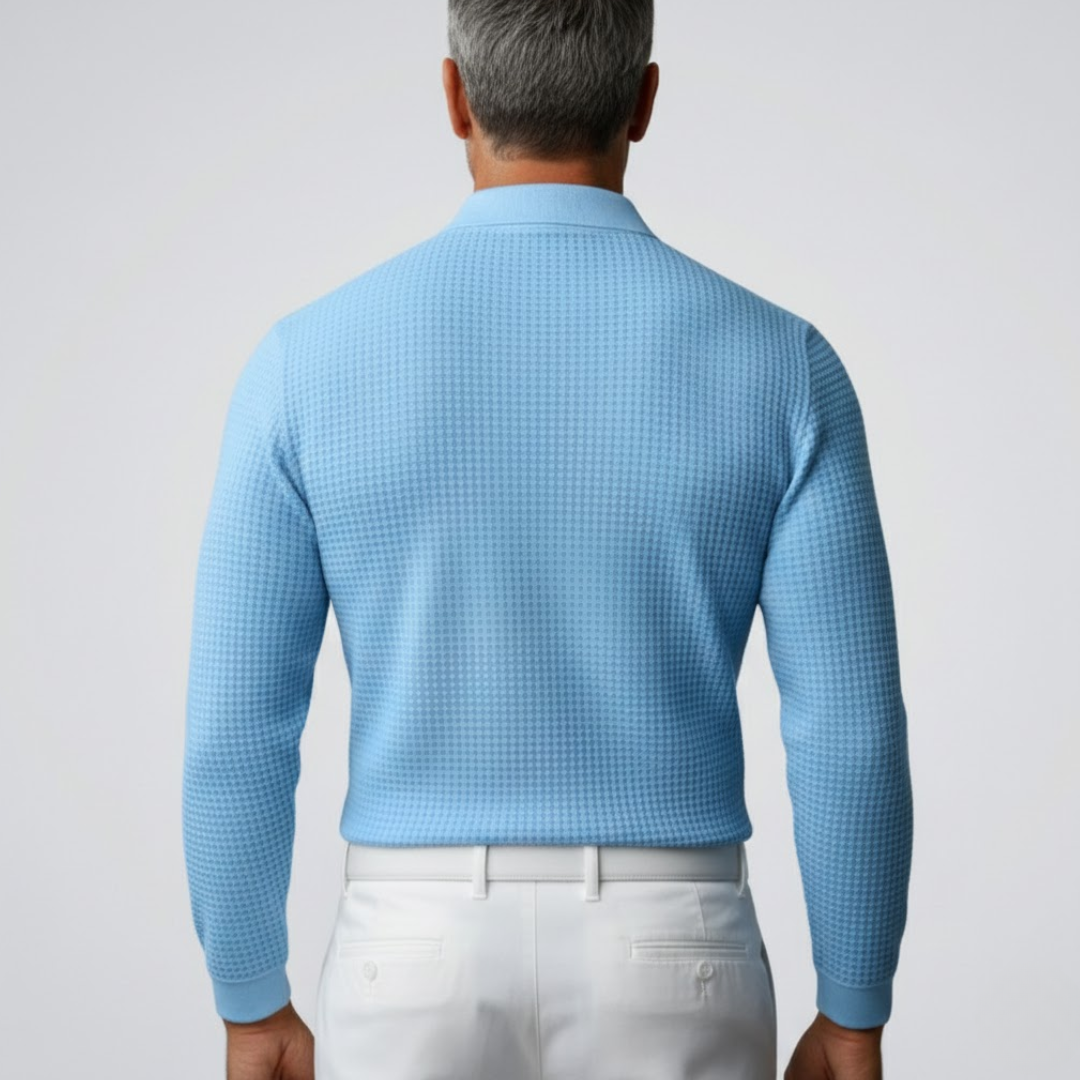THIBAULT - polo maille manches longues col classique pour homme