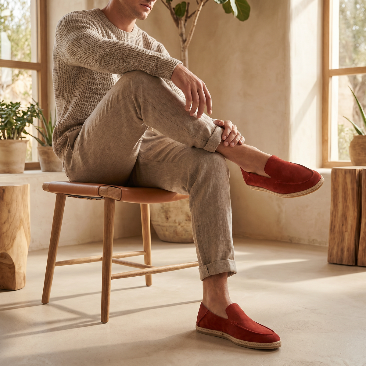 GASPARD - mocassins espadrilles en suède pour homme