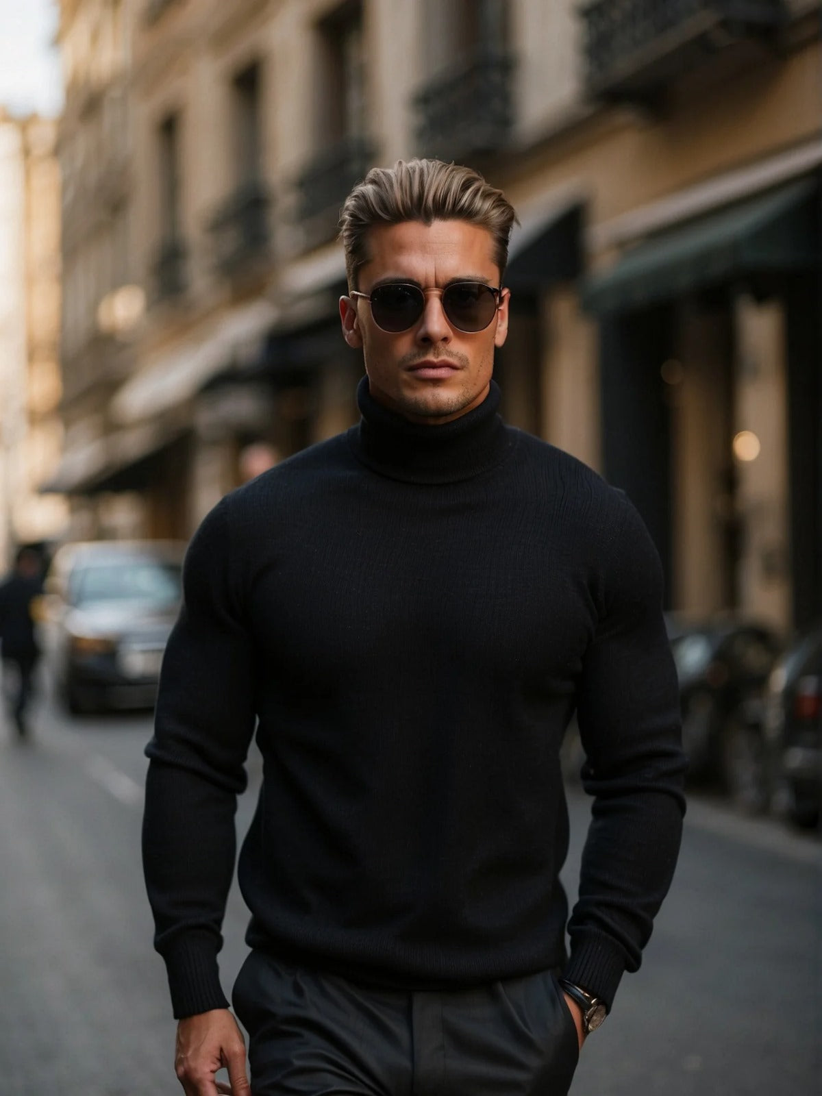 MAURICE - pull col roulé slim fit pour homme